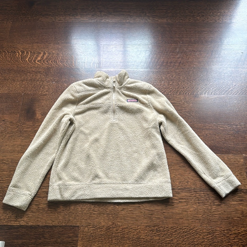 Vineyard vines women’s medium tan quarter zip pull over fleece
